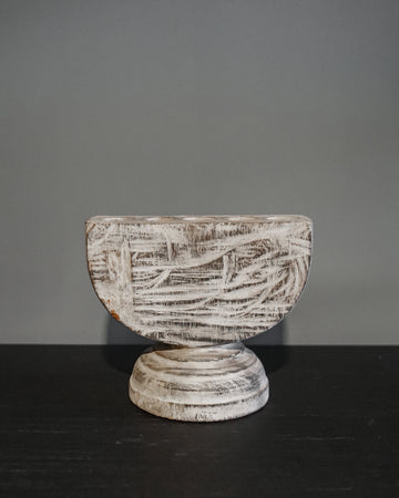 Rustic Half-Moon Wood Candle Holder