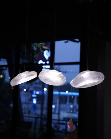Large Glass & Carbon Steel Oversized Pendant Lamp