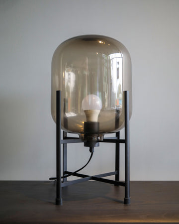 Glass & Carbon Steel Statement Table Lamp
