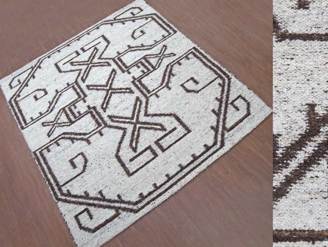 IVORY BROWN POLYESTER RUG