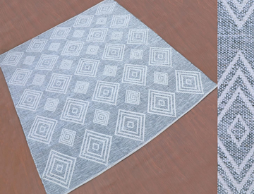BLUE WHITE WOOL RUG