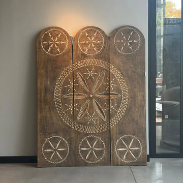 Large Carved Wooden Wall Art Panel