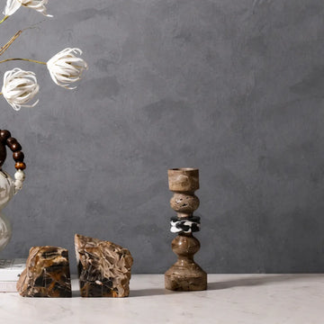 Stone String Candlestick Gray