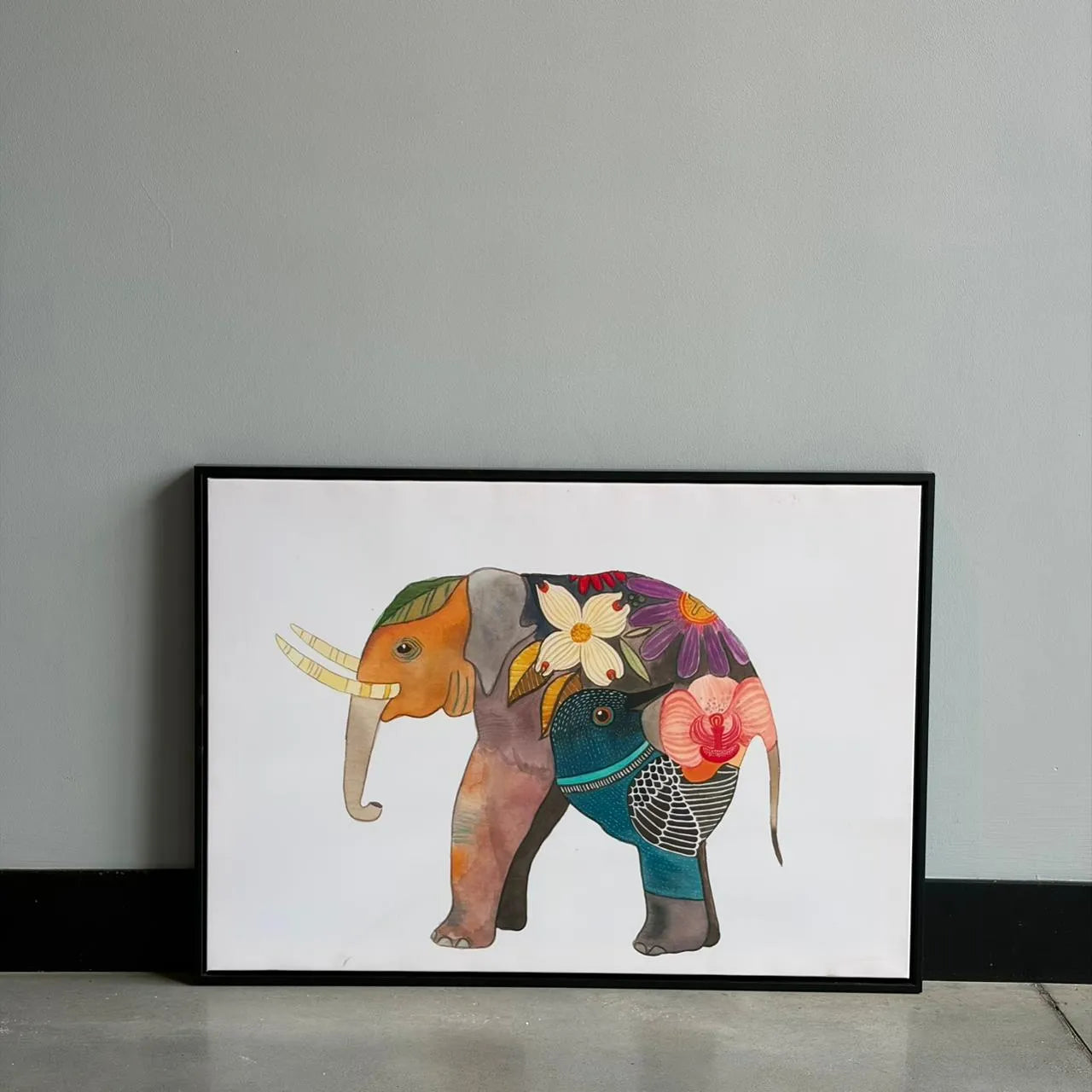 Floral Elephant Wall Art