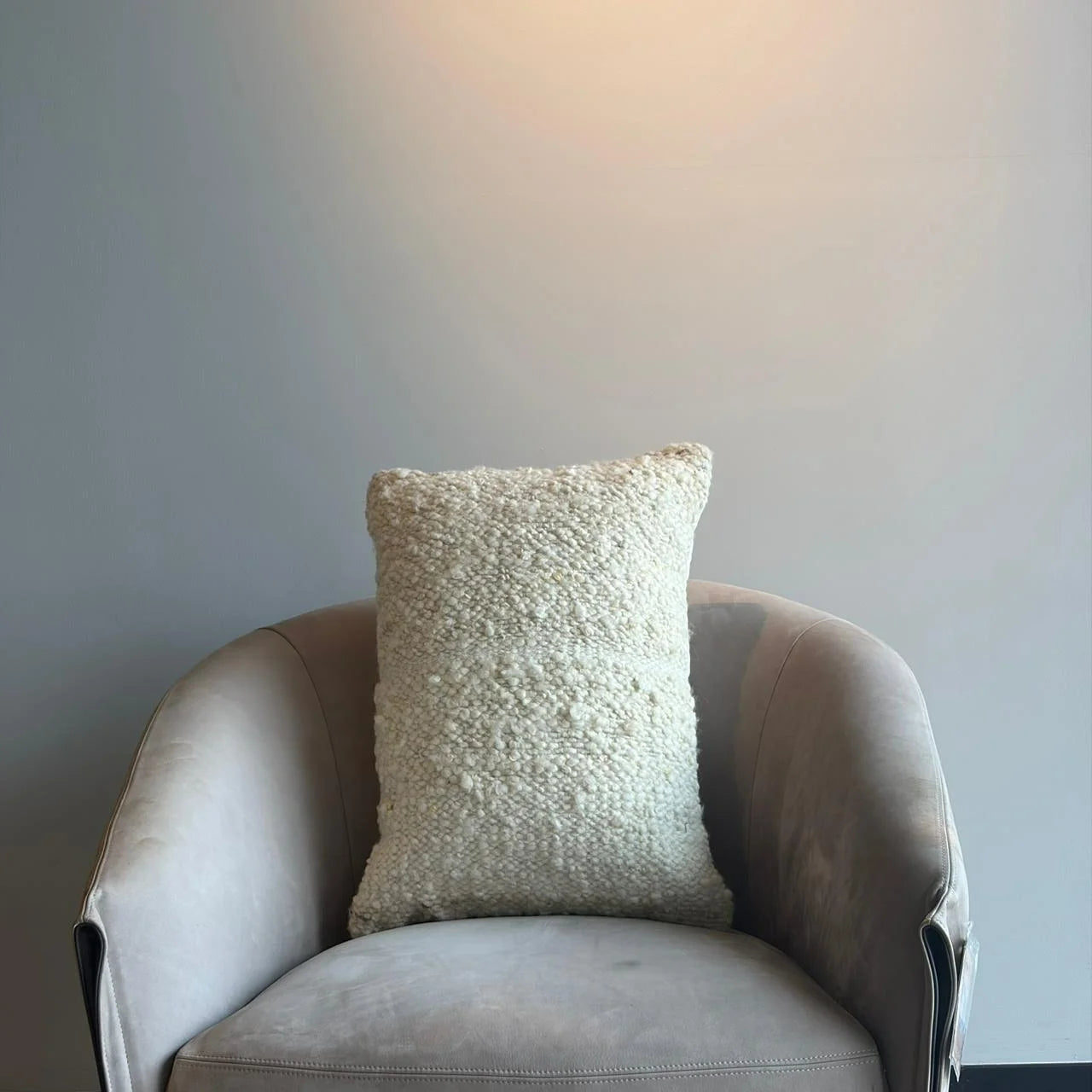 Textured Wool Blend Cushion – Cream