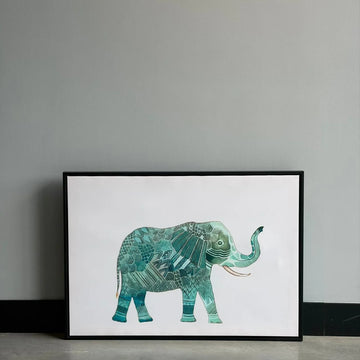 Teal Elephant Wall Art