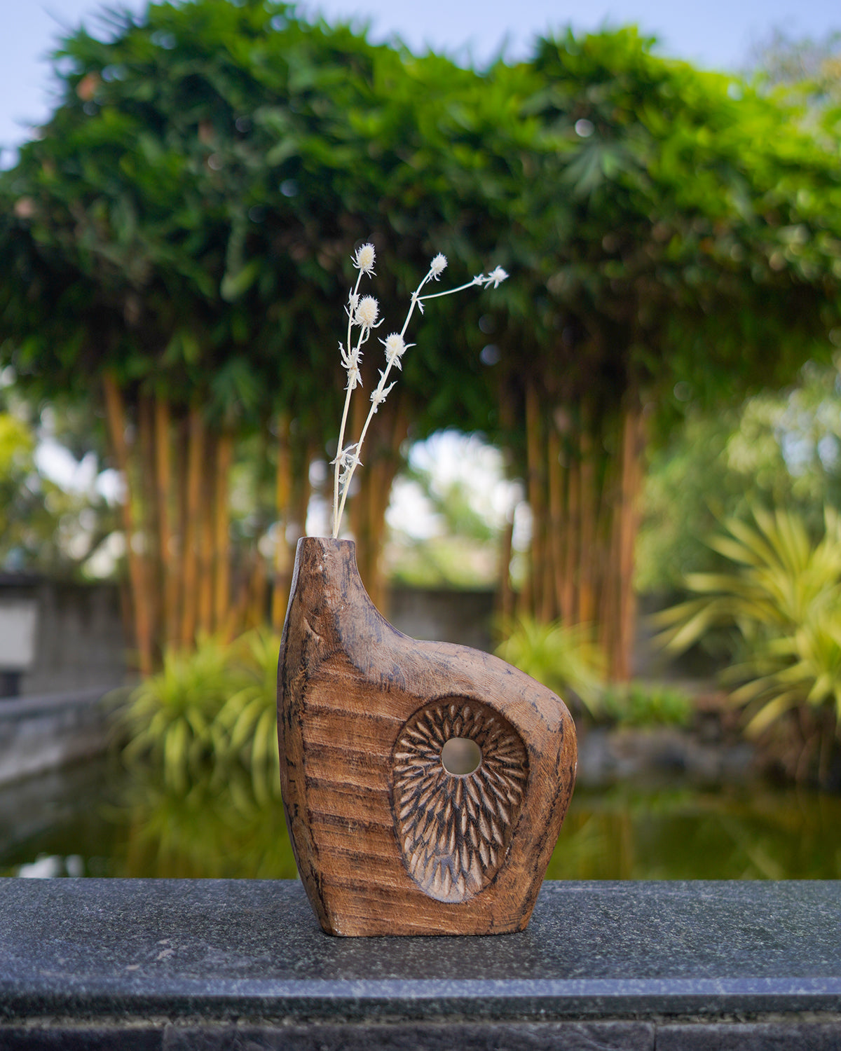 Natural grain wood vase