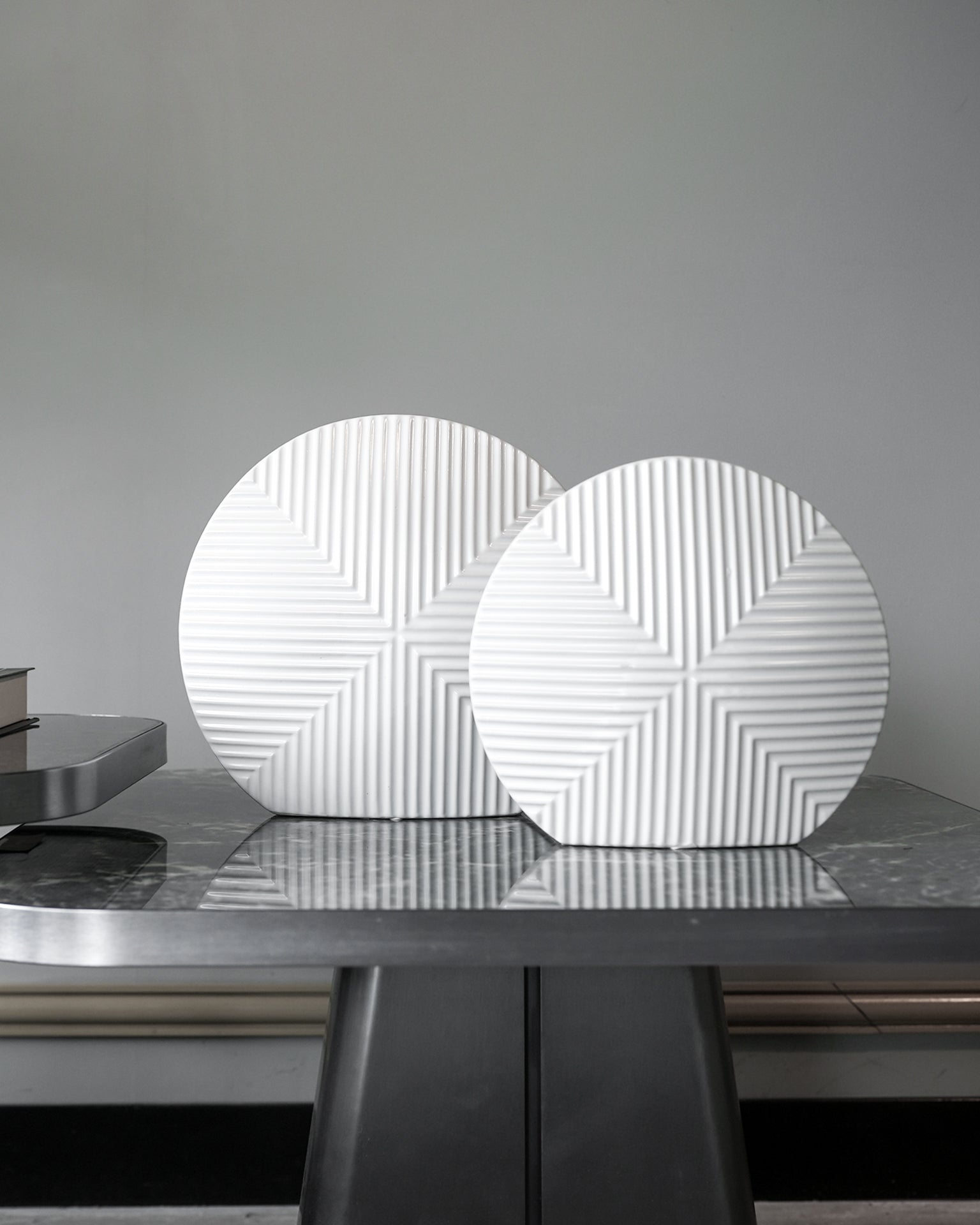 Geometric White Ceramic Decorative Bowls
