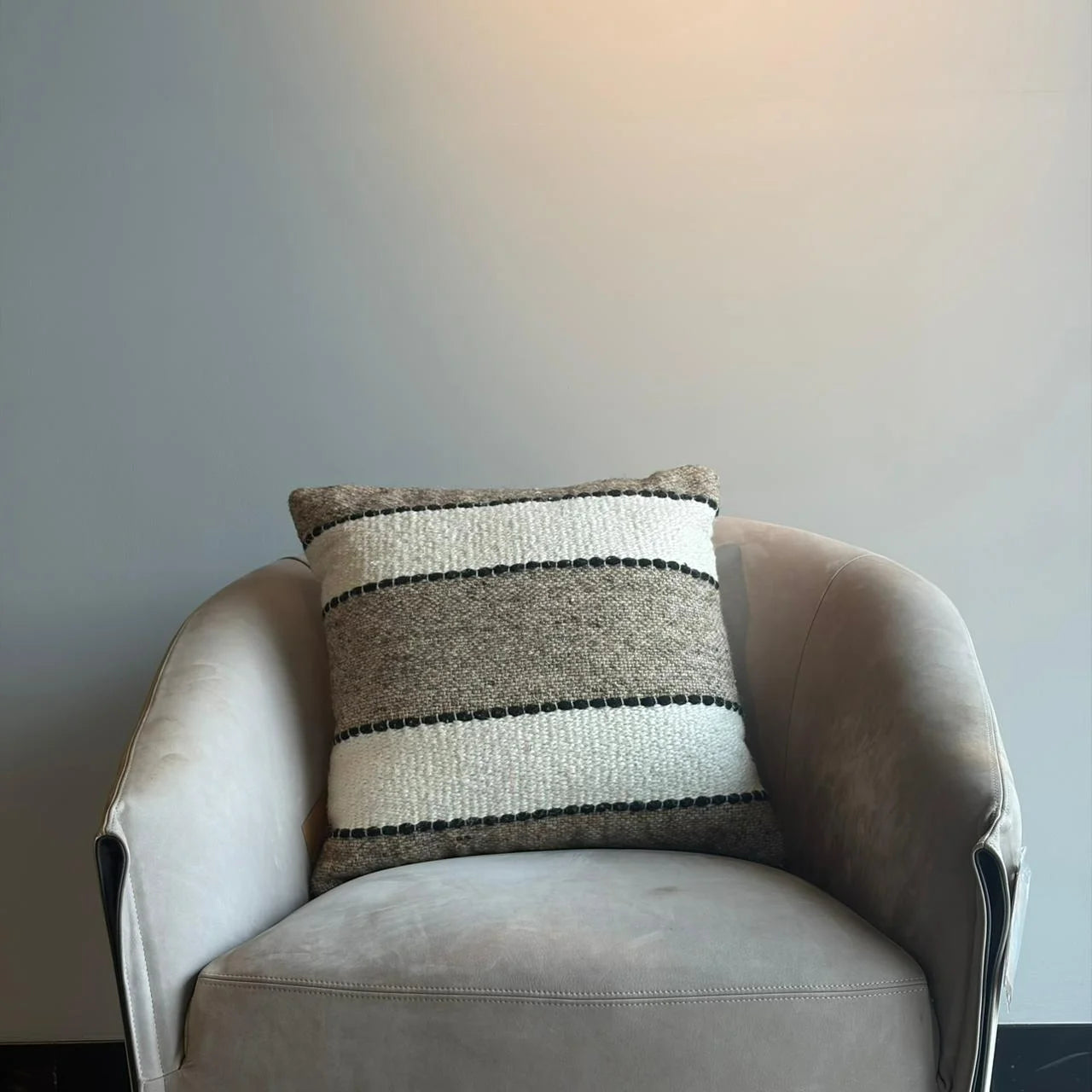 Textured Wool Blend Cushion – Natural