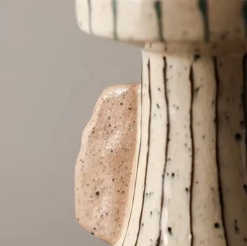 Double Ear Painted Line Candlestick
