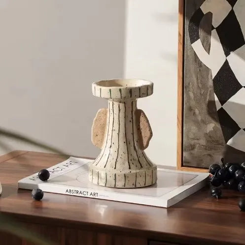 Double Ear Painted Line Candlestick