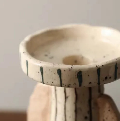 Double Ear Painted Line Candlestick