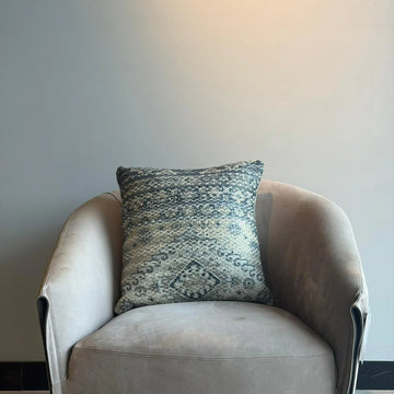Embroidered Throw Pillow – Gold & Blue
