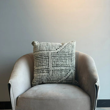 Embroidered Wool Cushion – Ivory Brown
