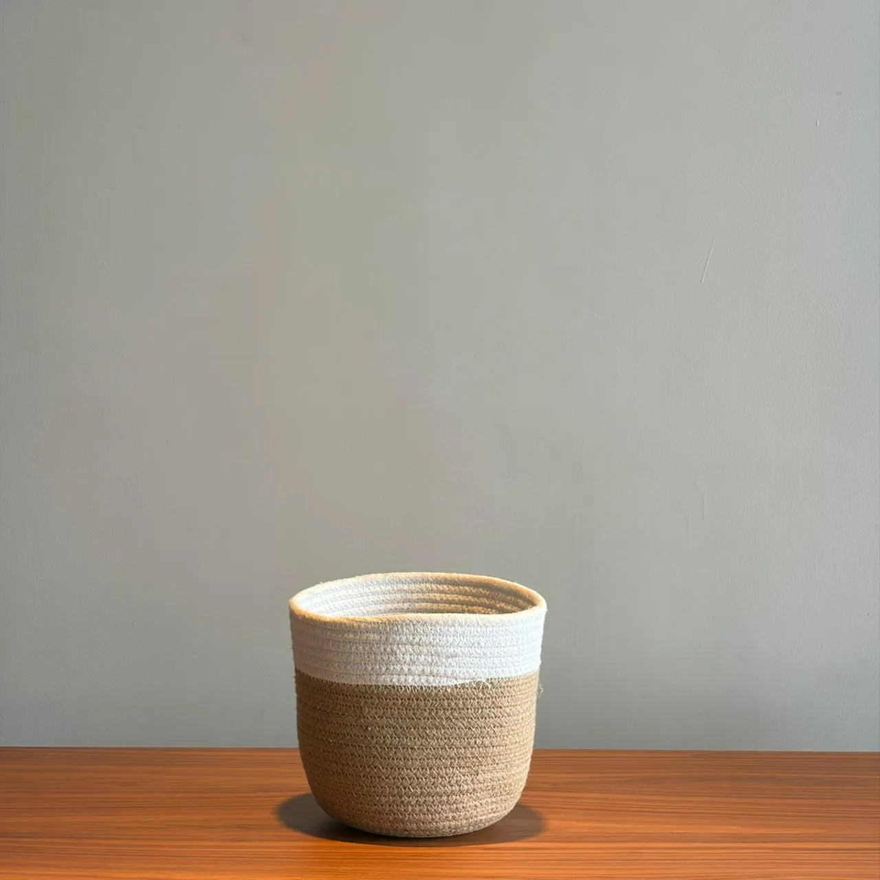 Two-Tone Woven Planter Basket