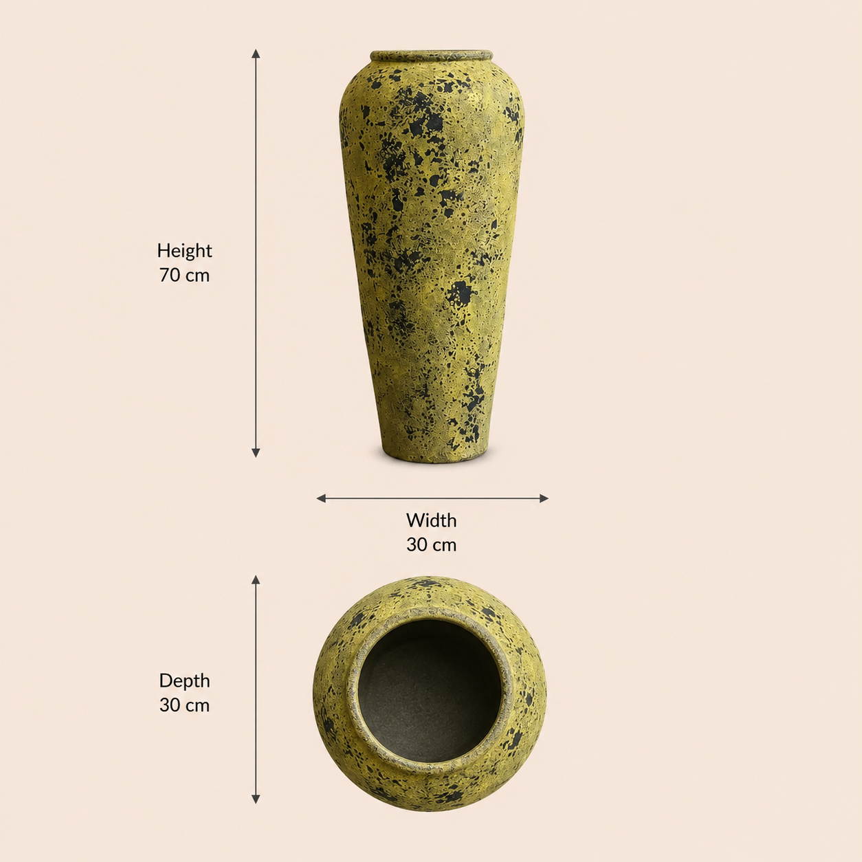 Tall Terracotta Pot – Yellow Speckled