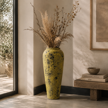 Tall Terracotta Pot – Yellow Speckled