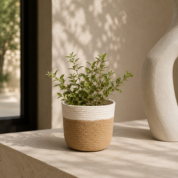 Two-Tone Woven Planter Basket