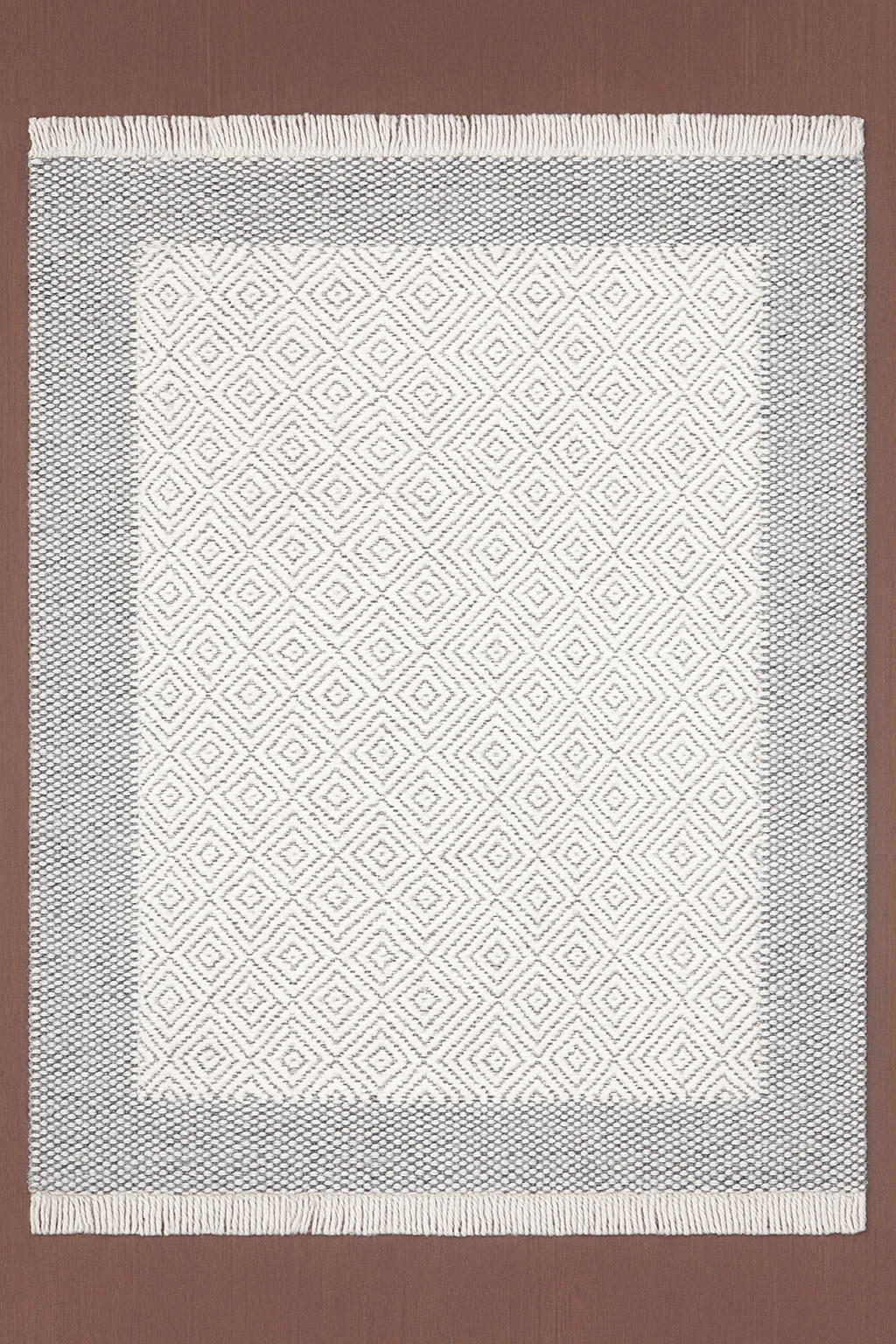 WHITE ANTHRACITE WOOL RUG