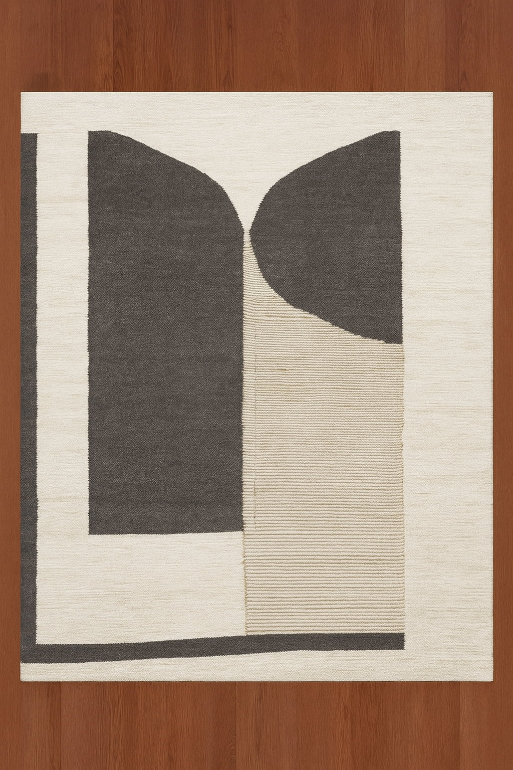 CRAEM GREY WOOL RUG