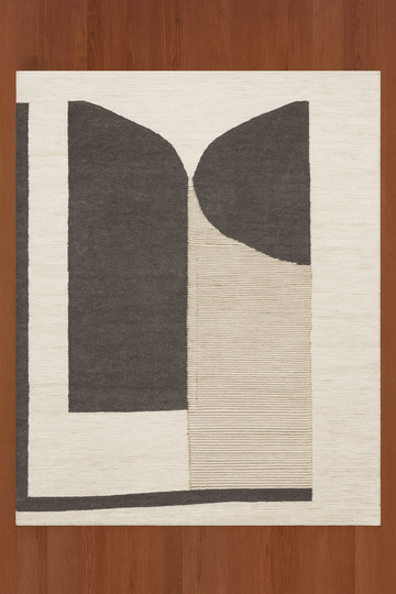CRAEM GREY WOOL RUG