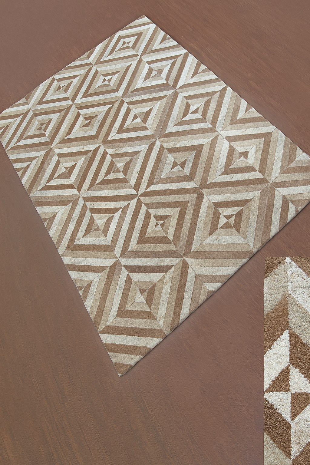 BEIGE BROWN WOOL RUG