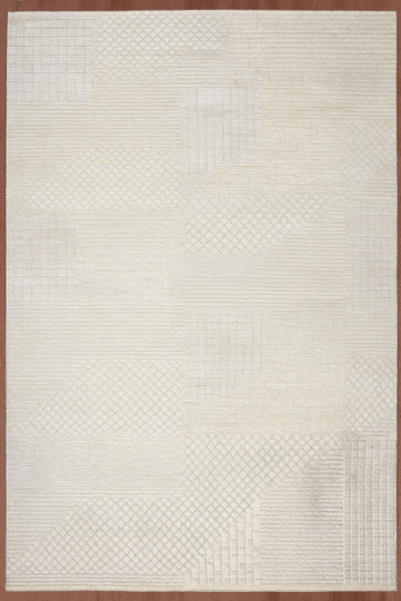 IVORY WOOL AND VISZCOSE RUG