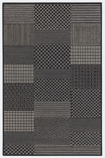 BLACK WOOL AND VISCOSE WOOL RUG