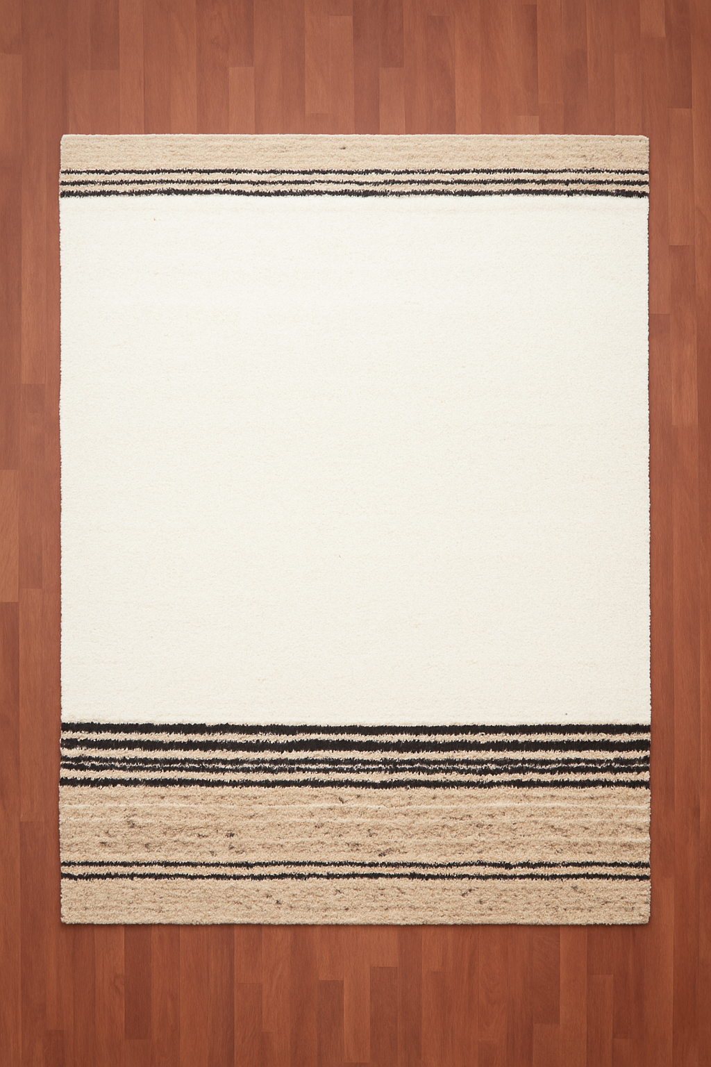 IVORY BROWN WOOL RUG