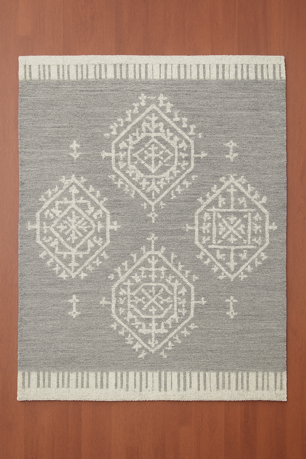 IVORY BROWN WOOL RUG