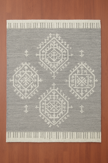 IVORY BROWN WOOL RUG