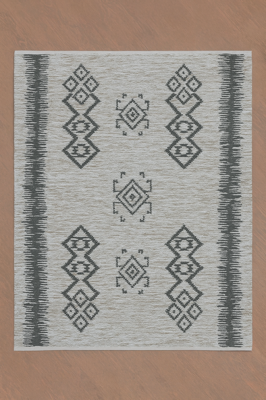 BEIGE CHARCOAL WOOL RUG