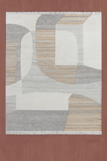 IVORY MUSTARD POLYESTER&WOOL RUG