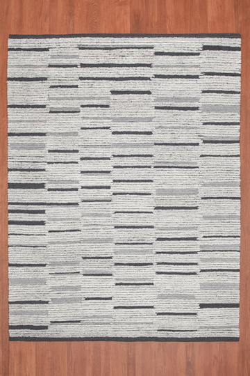 IVORY BLACK WOOL RUG