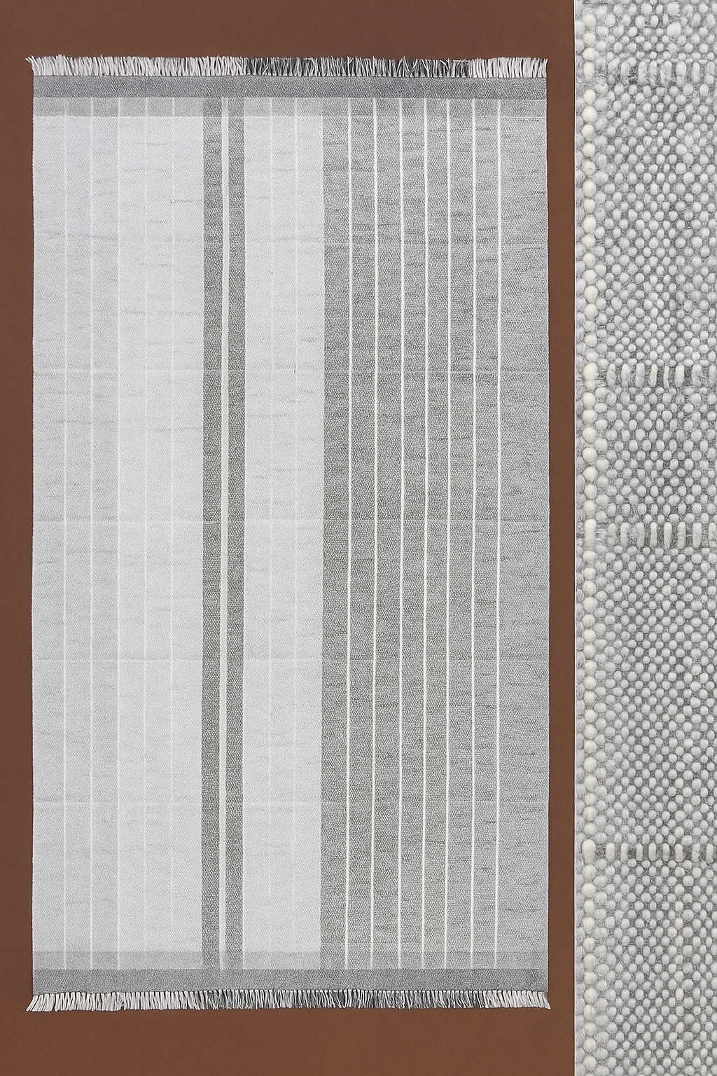 IVORY BROWN WOOL RUG