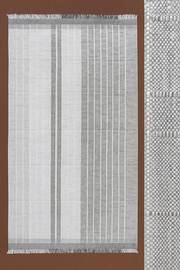 IVORY BROWN WOOL RUG