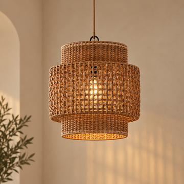 Lampion Tabung Rotan Mix Banana Lamp Shade