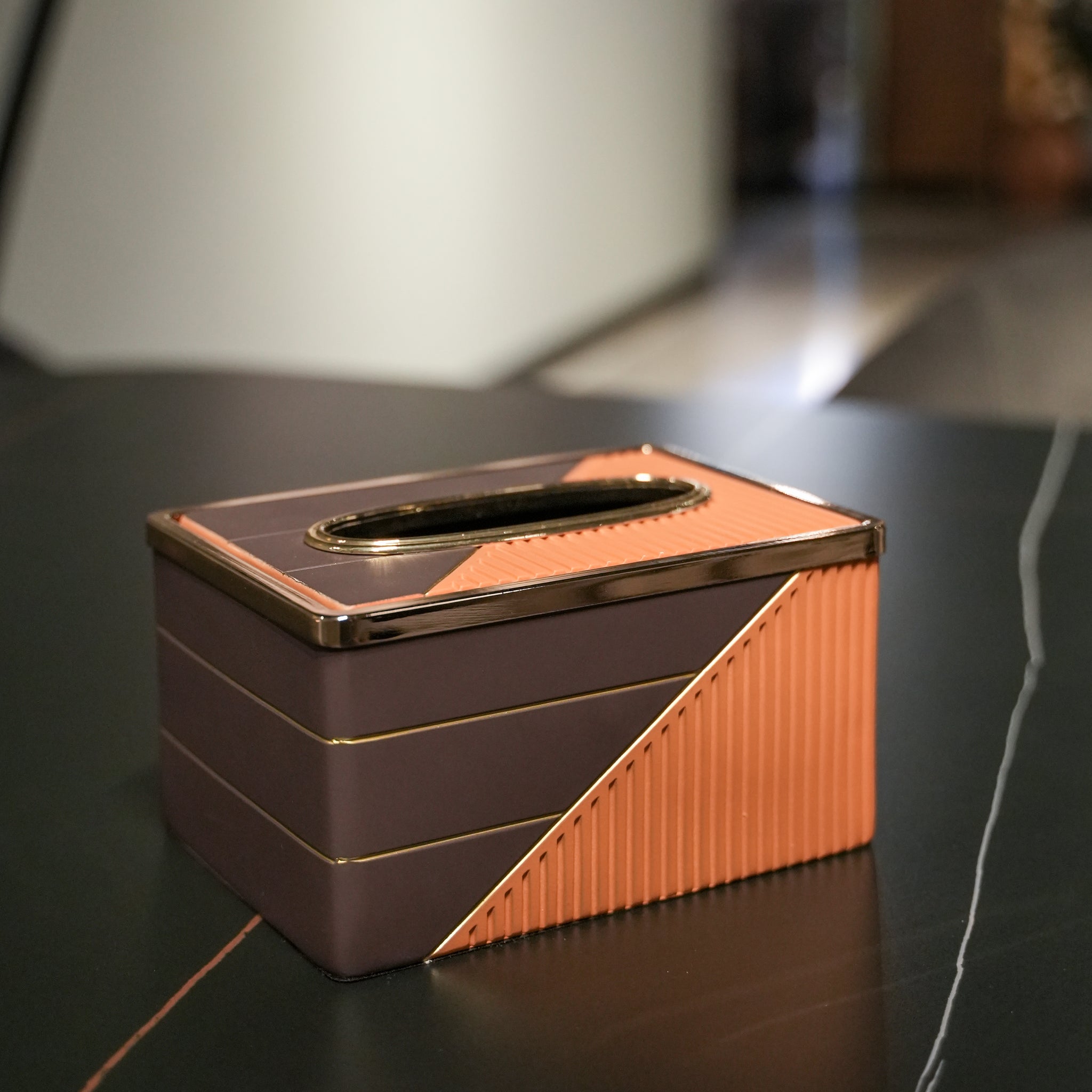 Black & Orange Tissue Box