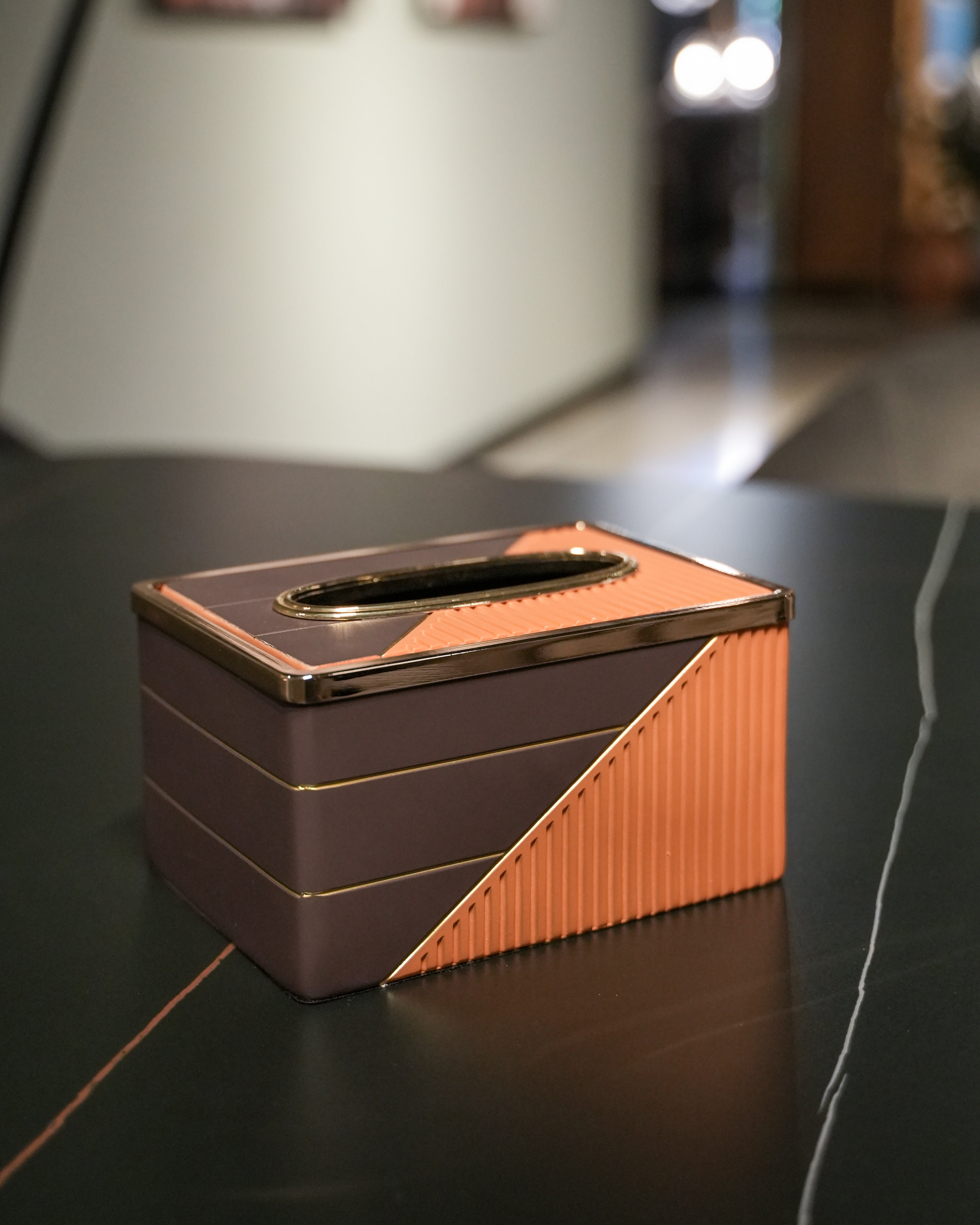 Black & Orange Tissue Box
