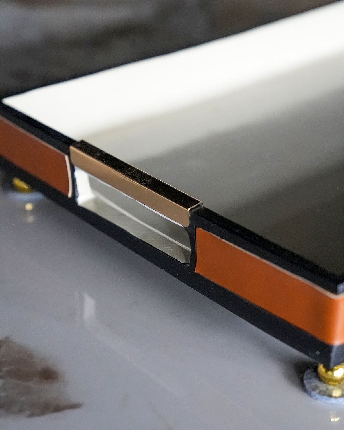 Orange Resin & Leather Accent Tray