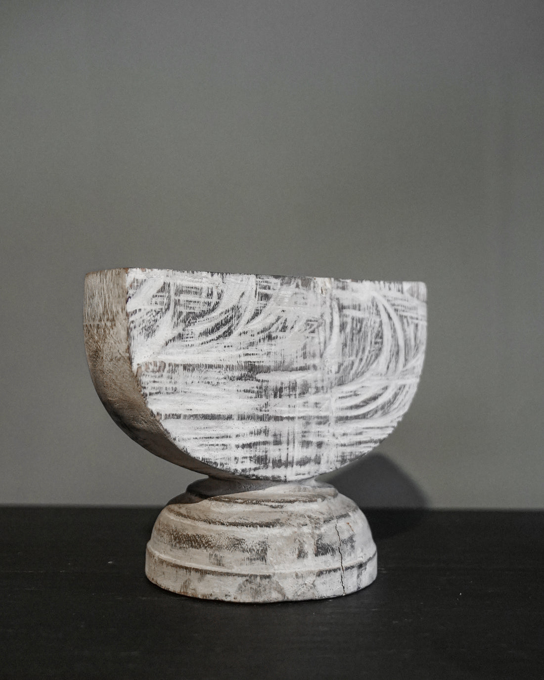 Rustic Half-Moon Wood Candle Holder