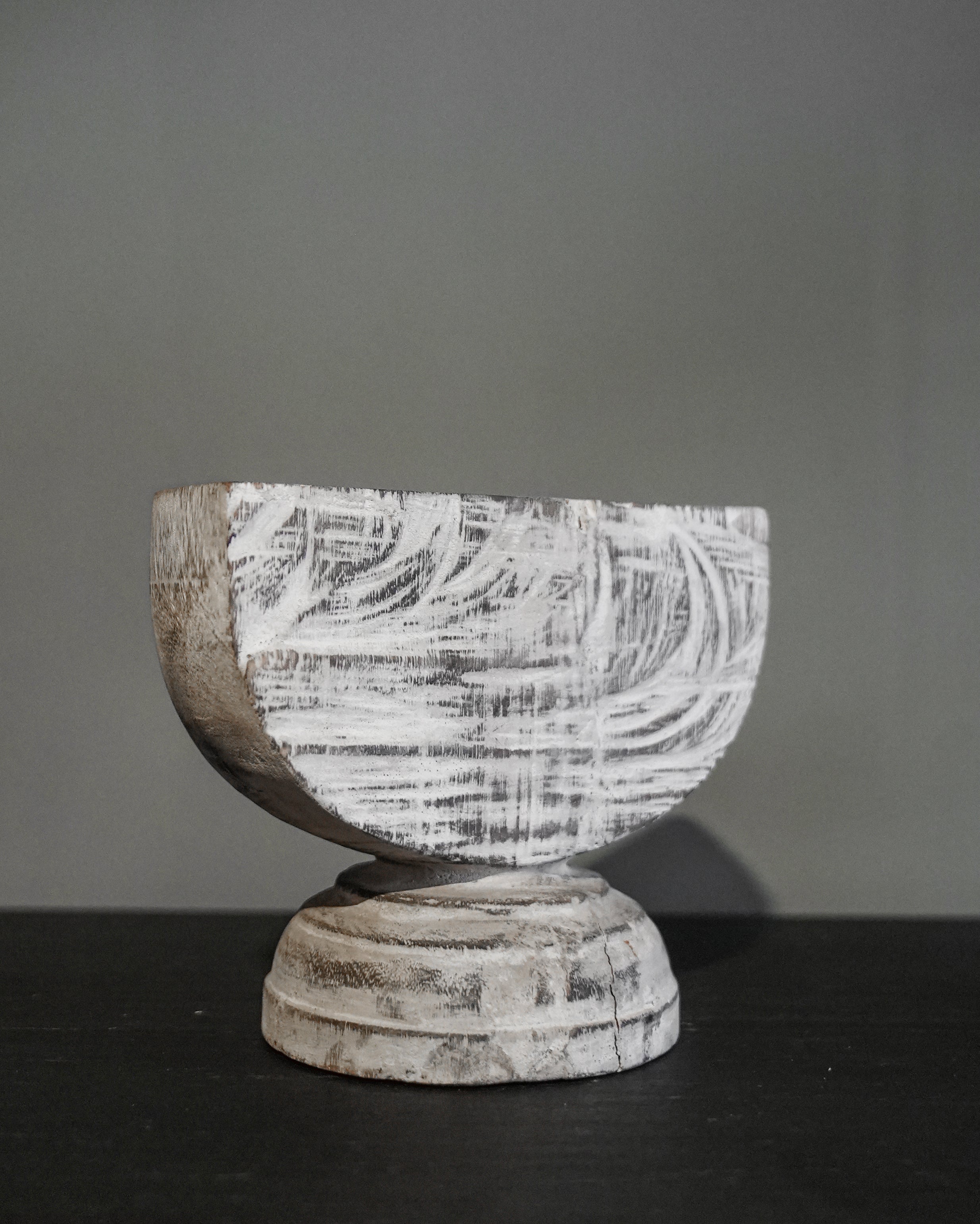 Rustic Half-Moon Wood Candle Holder
