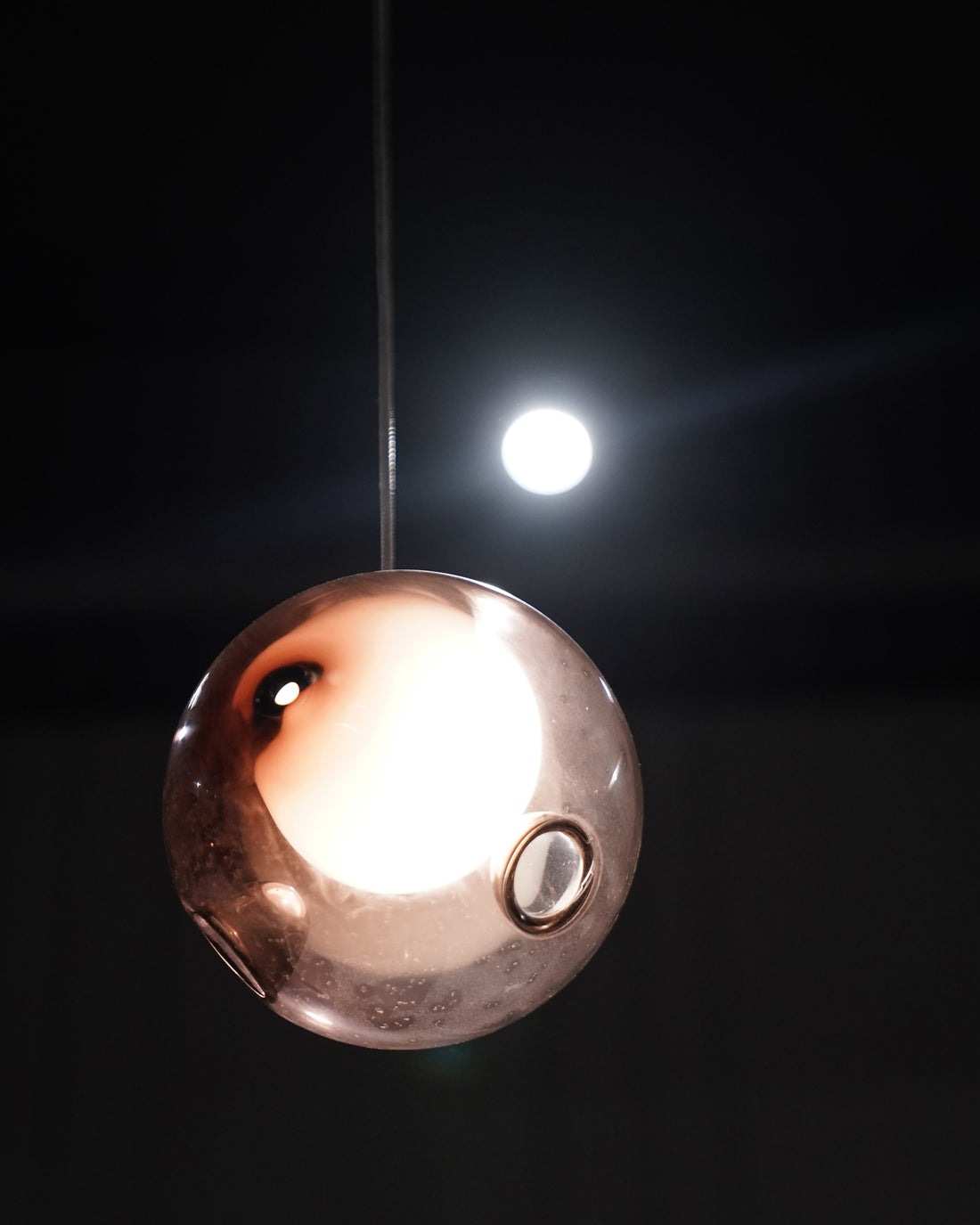 Glass & Carbon Steel Statement Pendant
