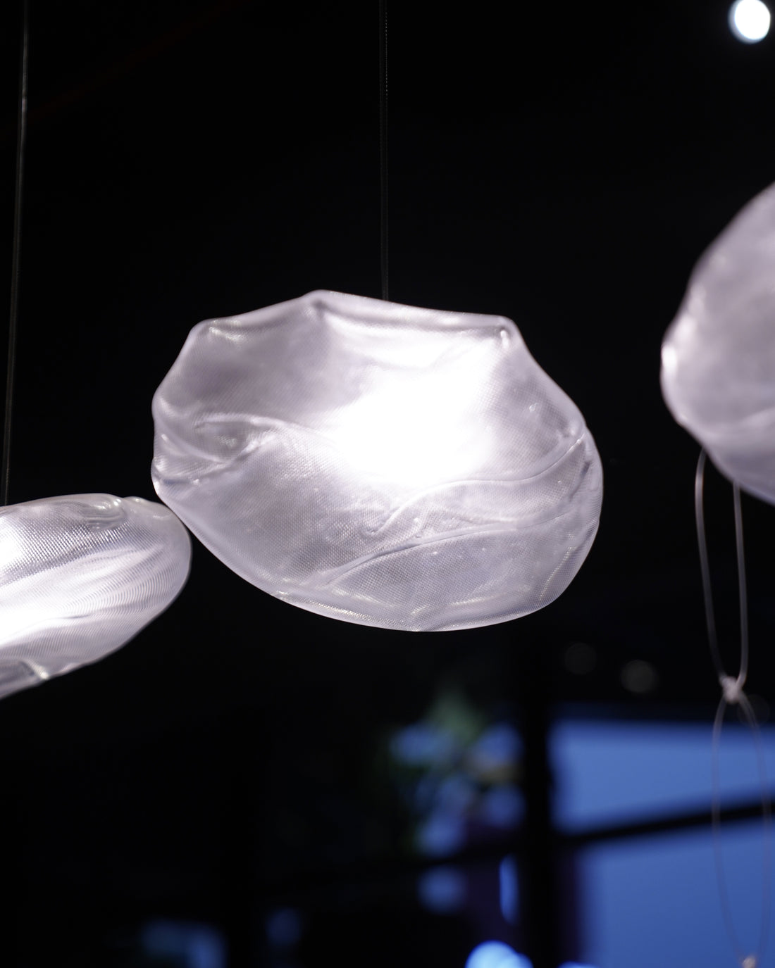 Large Glass & Carbon Steel Oversized Pendant Lamp