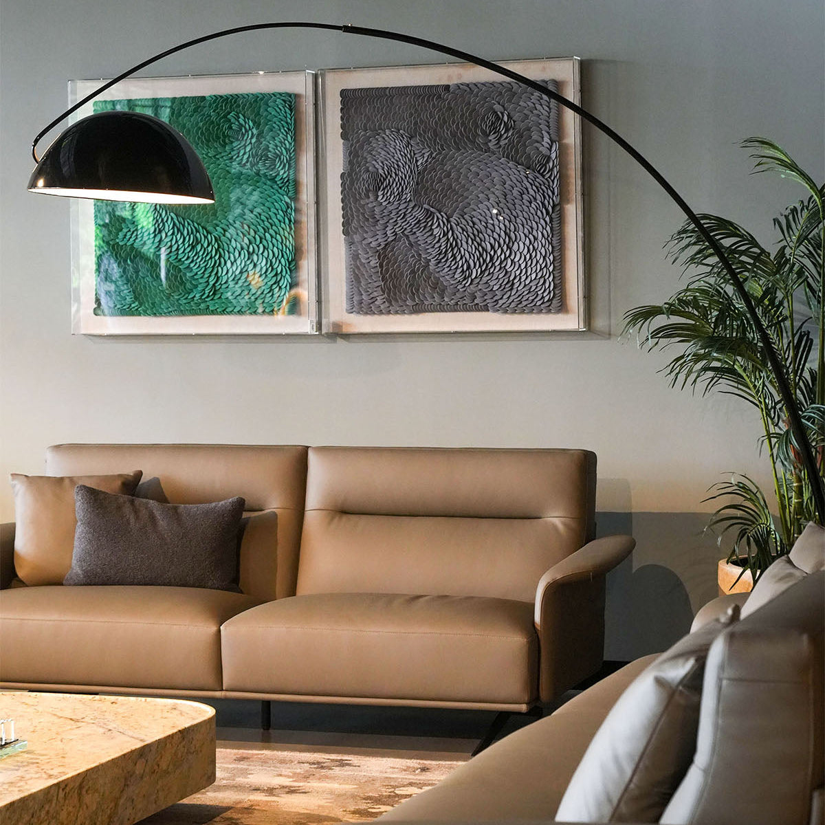 Glass & Carbon Steel  Floor Lamp