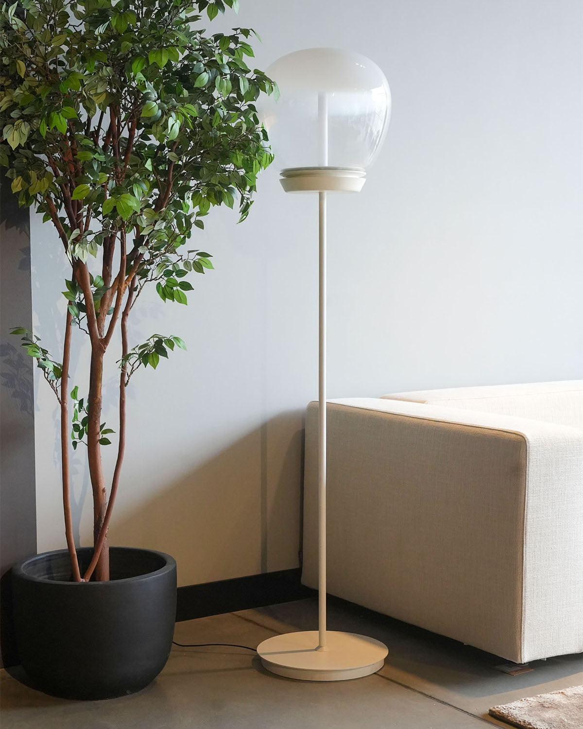 Oversized Glass & Carbon Steel Floor Lamp