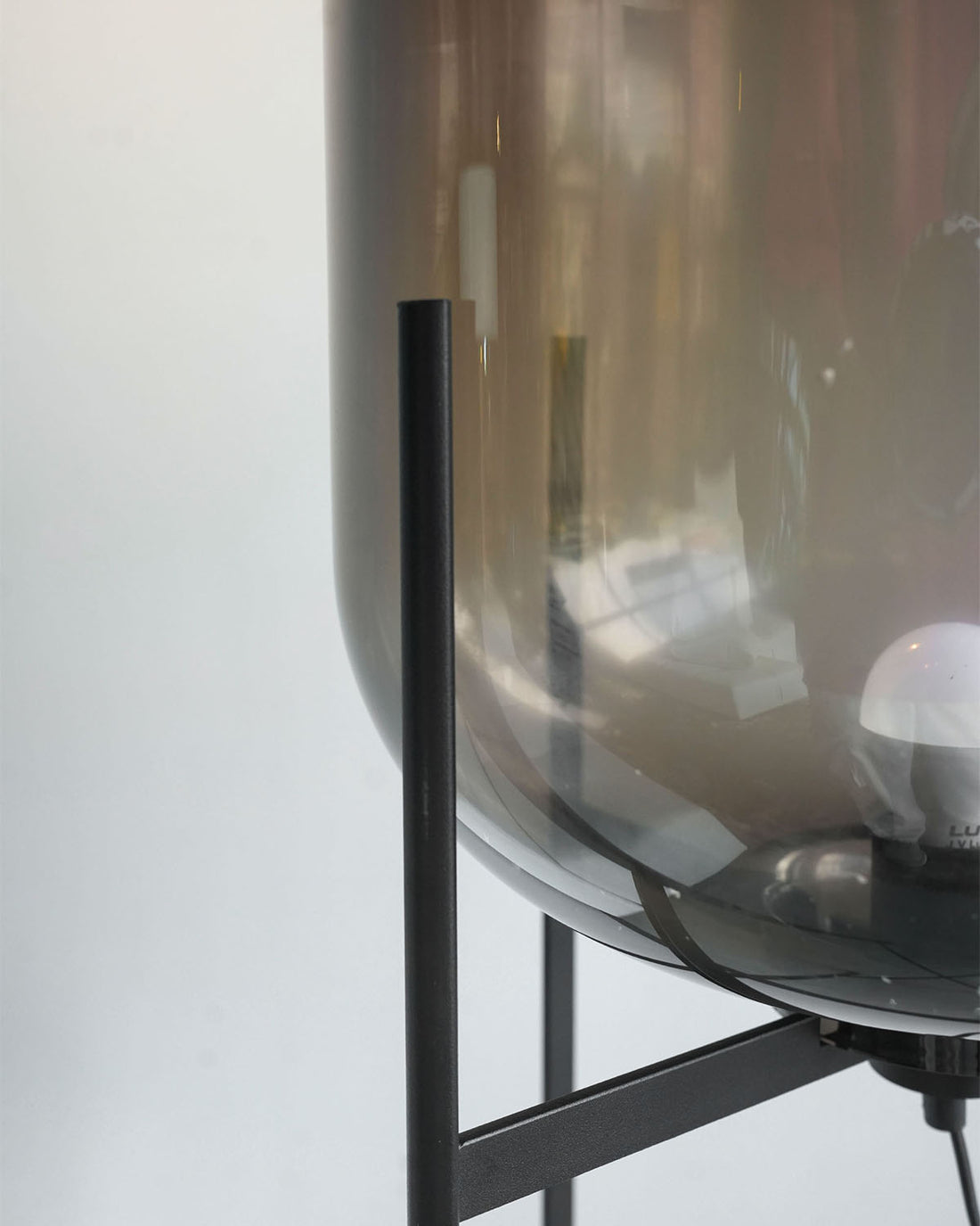 Large Glass & Carbon Steel Oversized Floor Lamp