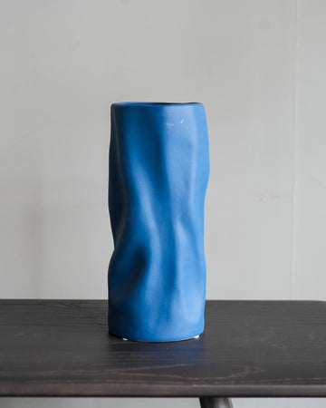 Wavy Silhouette Blue Vase