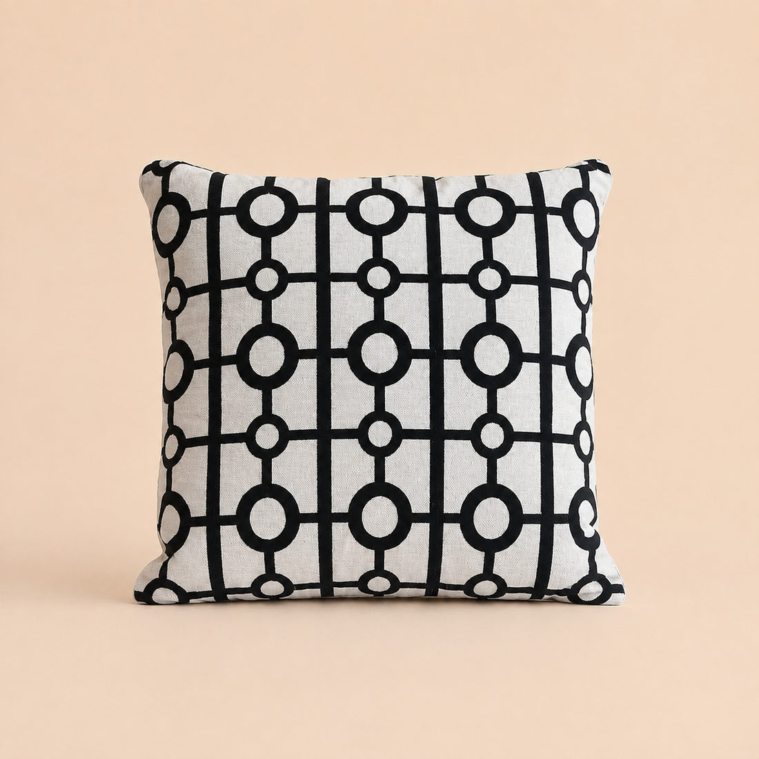 Embroidered Cushion – Black & White