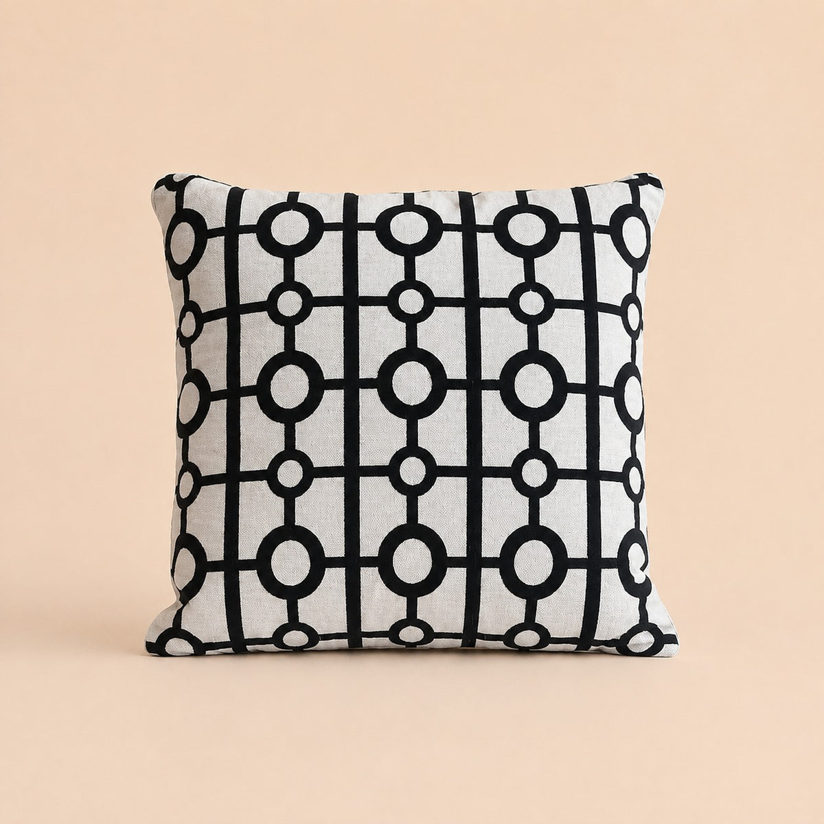 Embroidered Cushion – Black & White